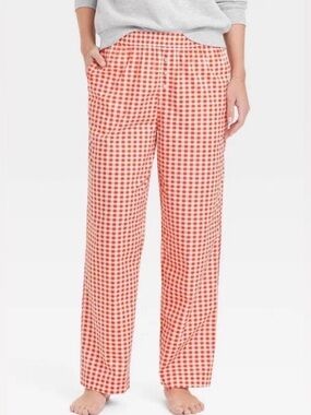 Grayson Threads Red Gingham Lounge Pants Wide Leg Cotton S Picnic Euro Summer